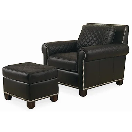 Contemporary Leather Chair with Ottoman